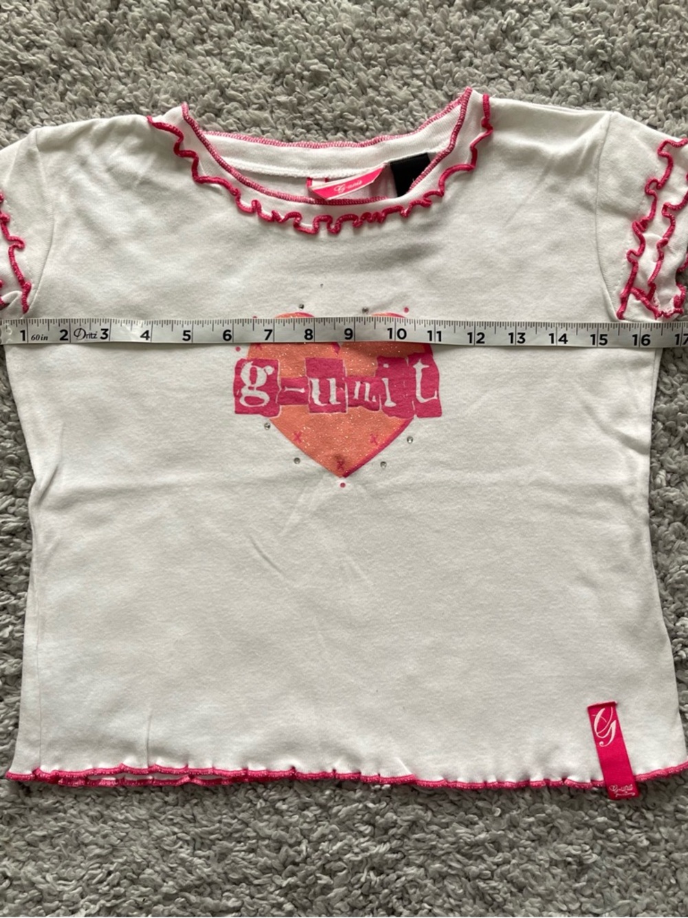 G-Unit Y2K 2000s Baby Tee With Heart Rhinestone - Picture 8 of 8